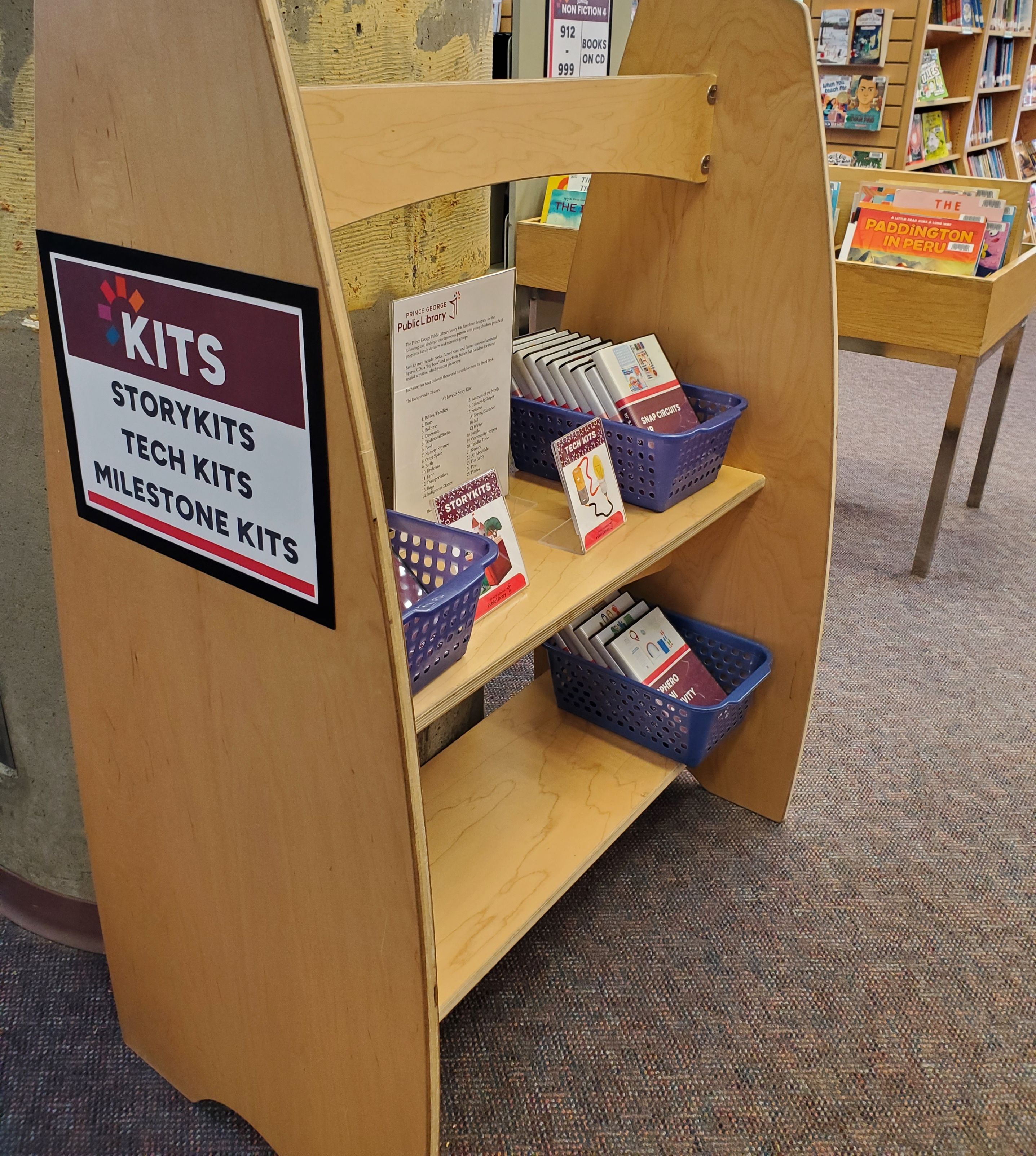 A shelf with a sign that says 